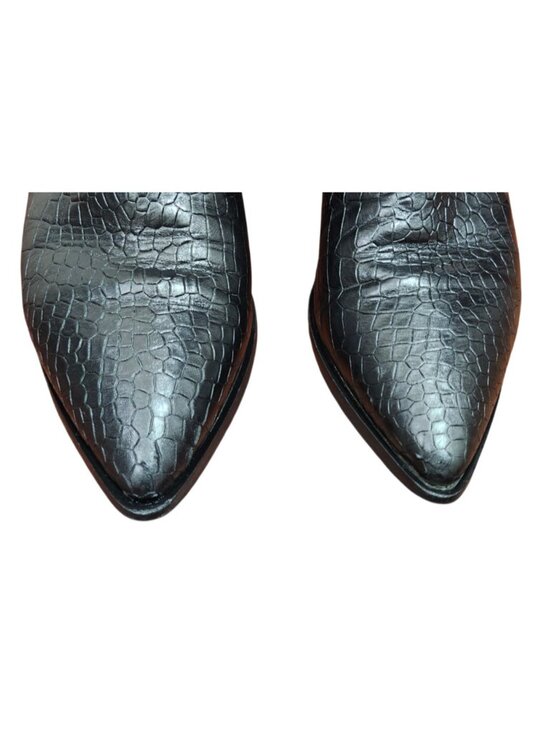 Valentina | Shoes | Valentina Black Leather Croc Boots Size  Valentina Croc Embossed Leather Ankle Boots Italy Black Pointed Toe Size 39/8.5